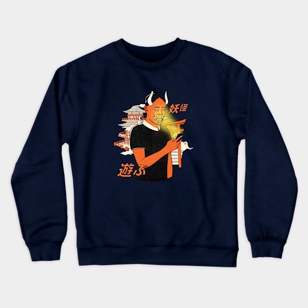 Oni goes Digital Crewneck Sweatshirt by The Graphicallist